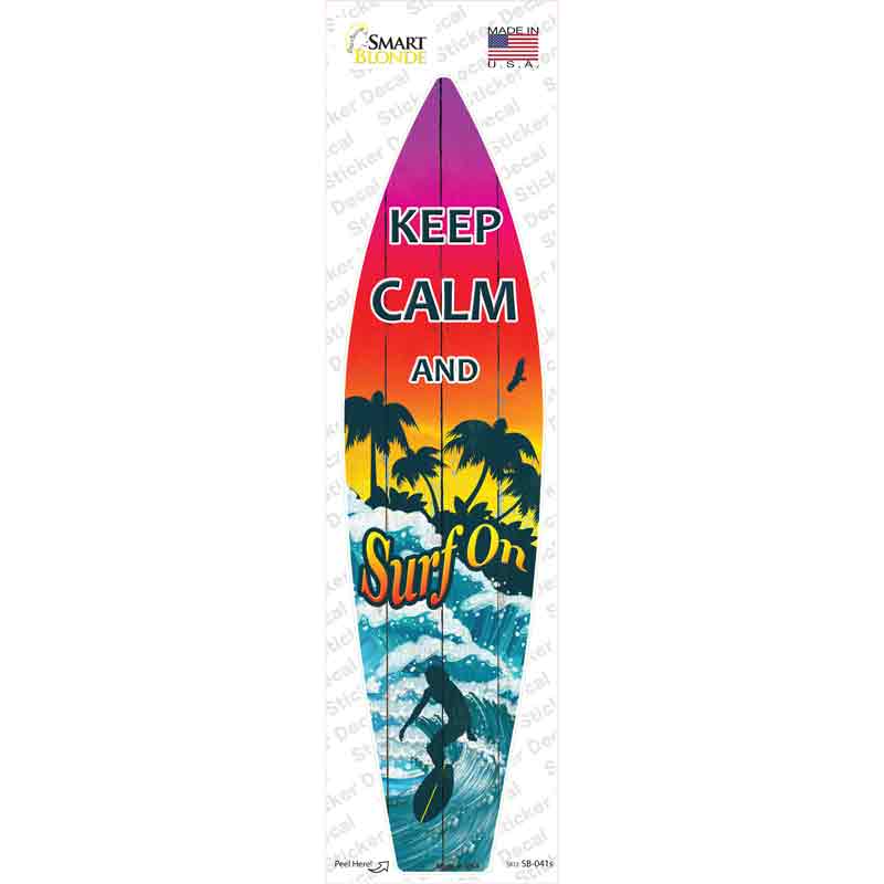 SB-041s-M Keep Calm Surf on Novelty Surfboard Sticker Decal - Medium