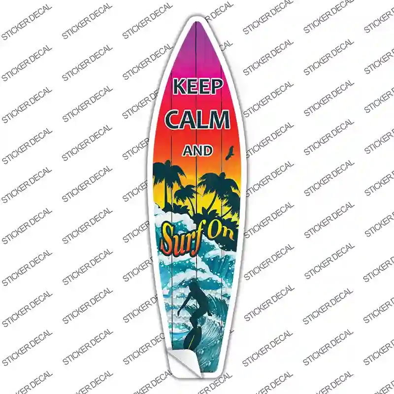 SB-041s-S Keep Calm Surf on Novelty Surfboard Sticker Decal - Small