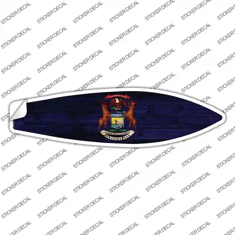 SB-121s-S Michigan State Flag Novelty Surfboard Sticker Decal - Small