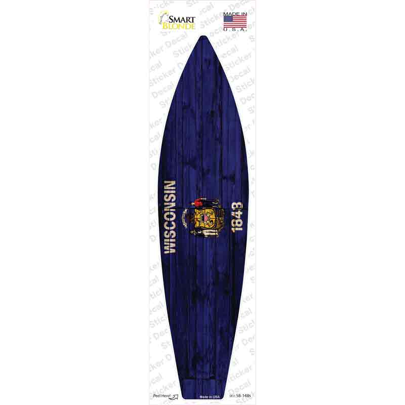 SB-148s-M Wisconsin State Flag Novelty Surfboard Sticker Decal - Medium