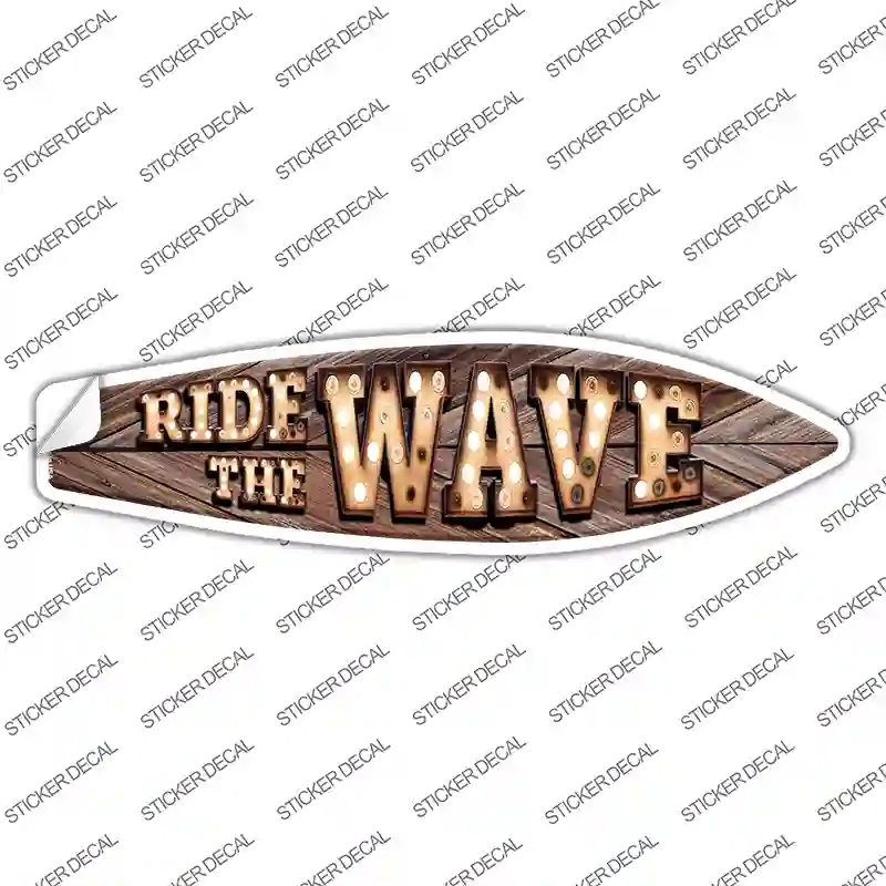 SB-166s-S Ride the Wave Bulb Lettering Novelty Surfboard Sticker Decal - Small