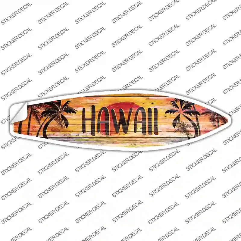 SB-173s-S Hawaii Sunset Novelty Surfboard Sticker Decal - Small