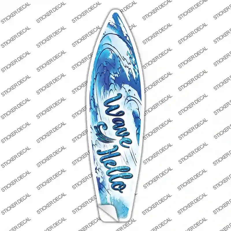 SB-196s-S Wave Hello Novelty Surfboard Sticker Decal - Small