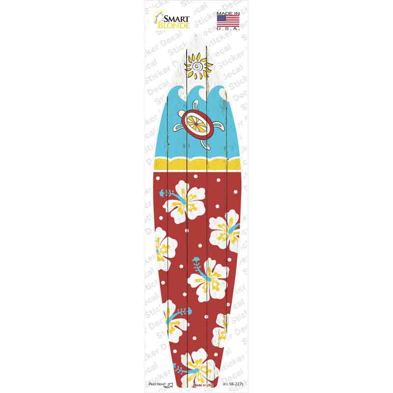 SB-227s-M Sea Turtle with Hibiscus Flower Novelty Surfboard Sticker Decal - Medium