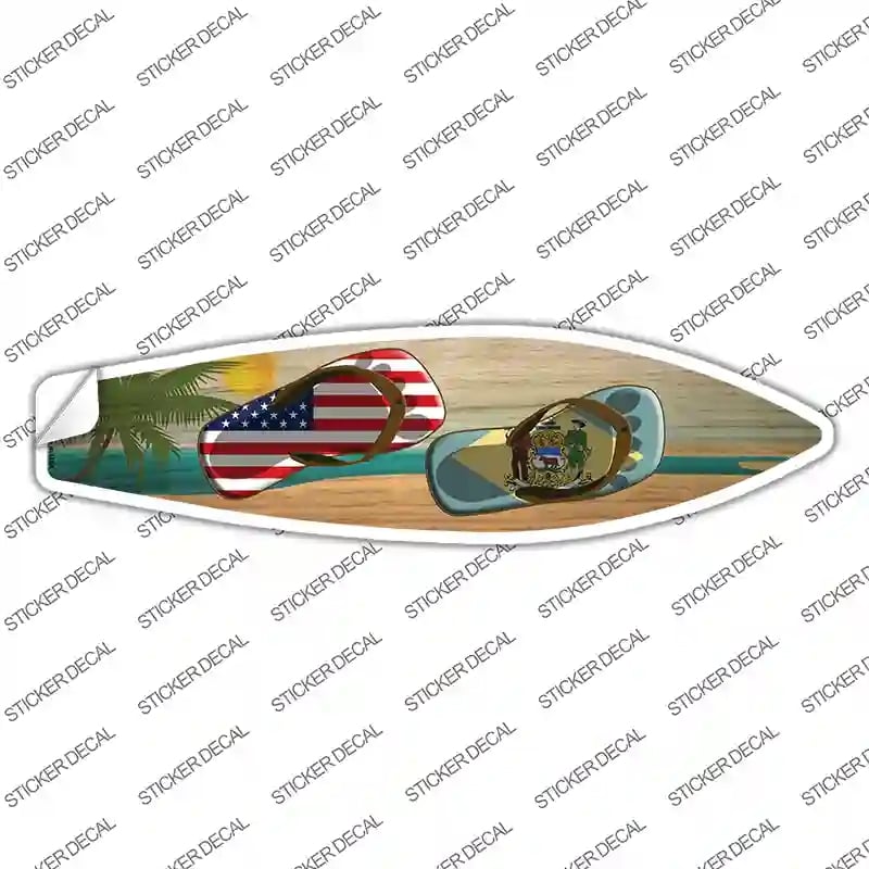 SB-246s-S Delaware Flag Flip Flop Novelty Surfboard Sticker Decal - Small