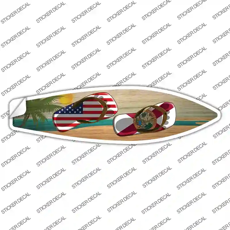 SB-247s-S Florida Flag Flip Flop Novelty Surfboard Sticker Decal - Small