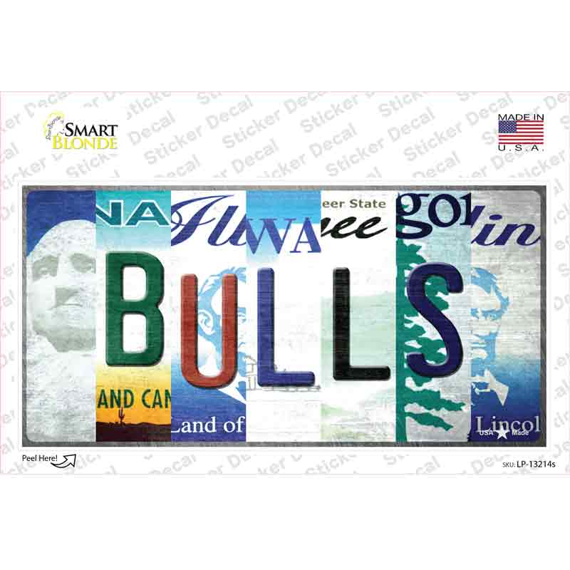 LP-13214s-M Bulls Strip Art Novelty Sticker Decal - Medium