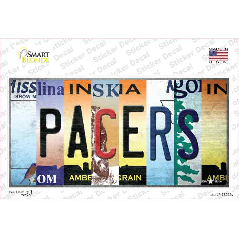 LP-13222s-M Pacers Strip Art Novelty Sticker Decal - Medium