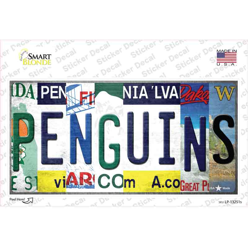 LP-13251s-M Penguins Strip Art Novelty Sticker Decal - Medium