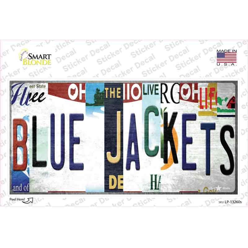LP-13260s-M Blue Jackets Strip Art Novelty Sticker Decal - Medium