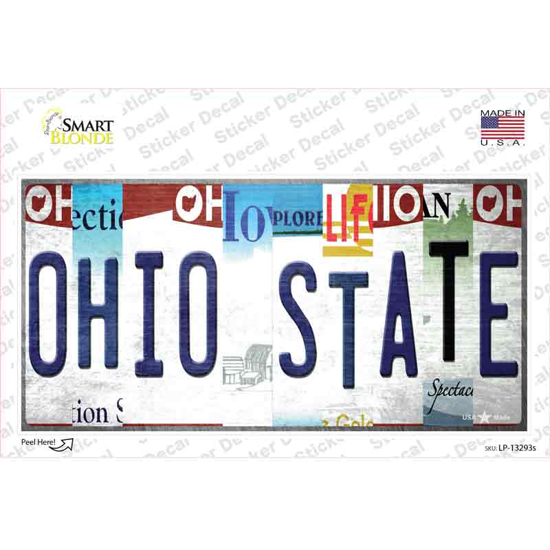 LP-13293s-M Ohio State Strip Art Novelty Sticker Decal - Medium