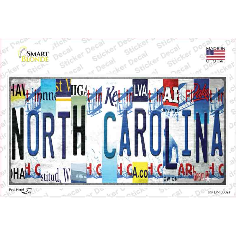 LP-13302s-M North Carolina Strip Art Novelty Sticker Decal - Medium