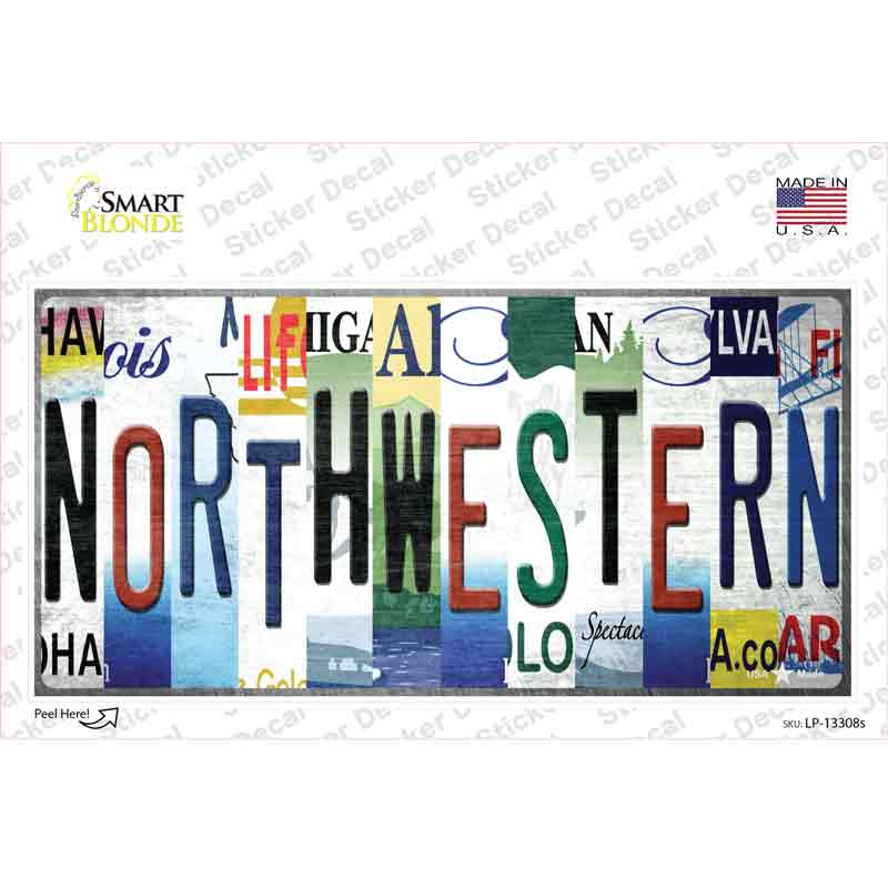 LP-13308s-M Northwestern Strip Art Novelty Sticker Decal - Medium