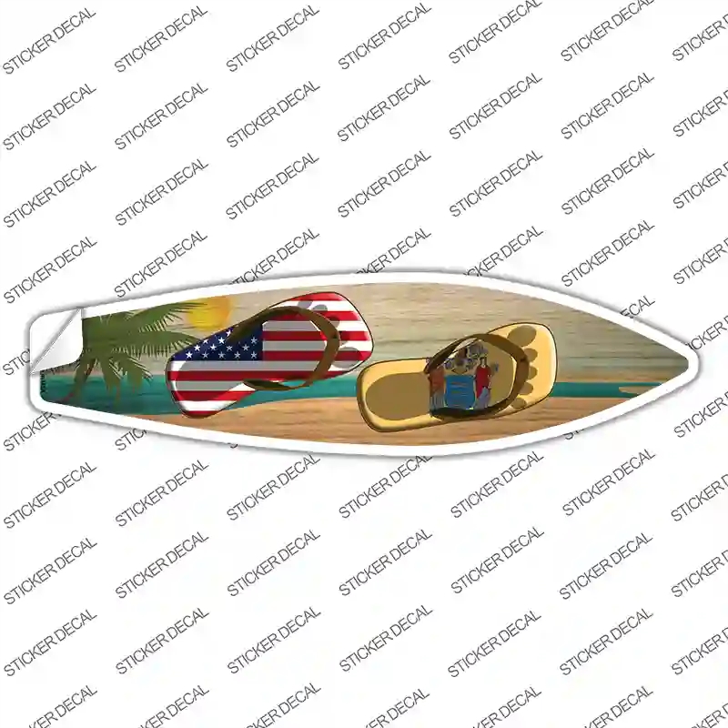 SB-268s-L   Jersey Flag Flip Flop Novelty Surfboard Sticker Decal - Large