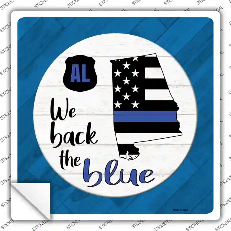 SQ-1003s-XL Alabama Back the Blue Novelty Square Sticker Decal - Extra Large