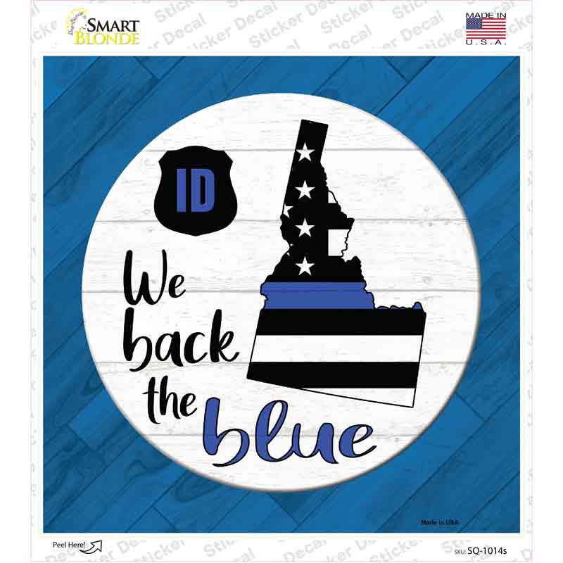 SQ-1014s-M Idaho Back the Blue Novelty Square Sticker Decal - Medium