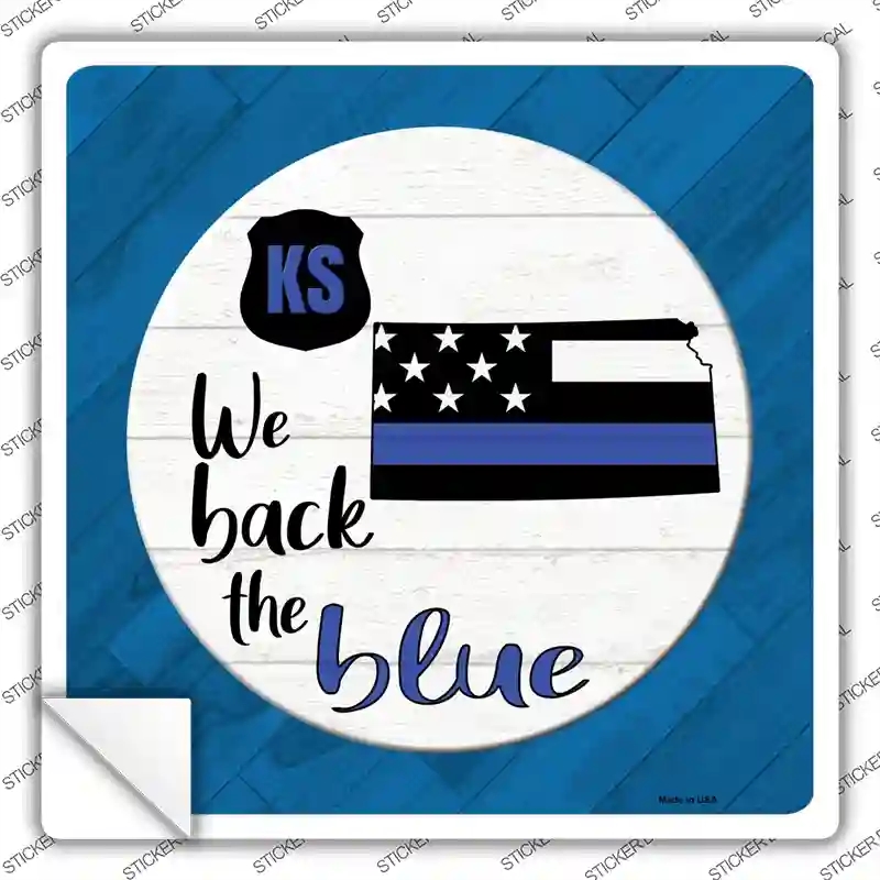 SQ-1018s-XL Kansas Back the Blue Novelty Square Sticker Decal - Extra Large