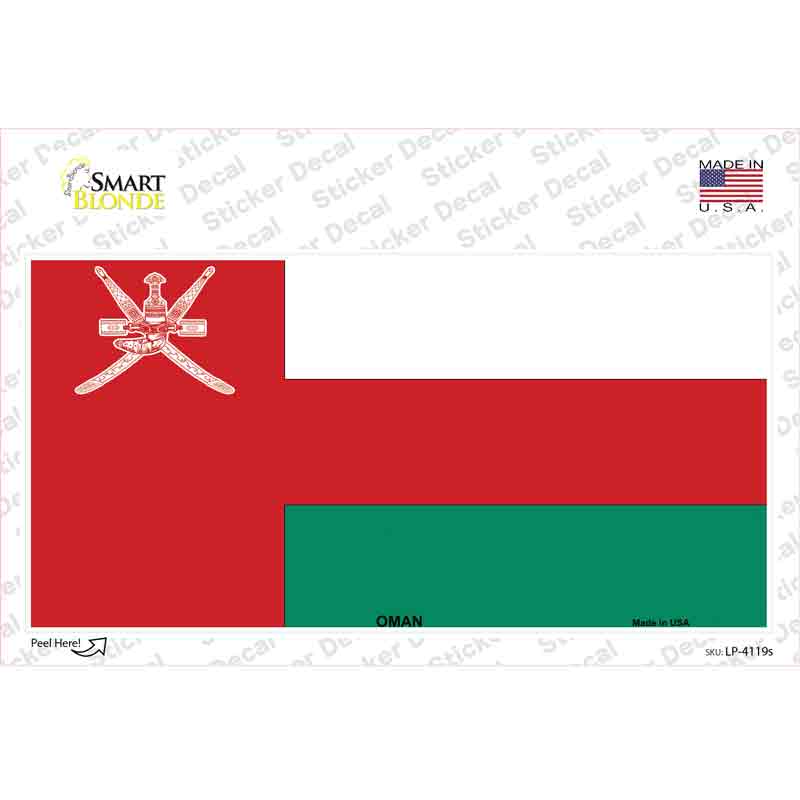 LP-4119s-M Oman Flag Novelty Sticker Decal - Medium
