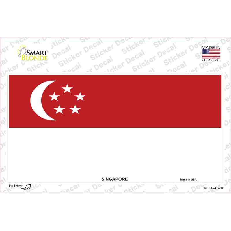 LP-4140s-M Singapore Flag Novelty Sticker Decal - Medium