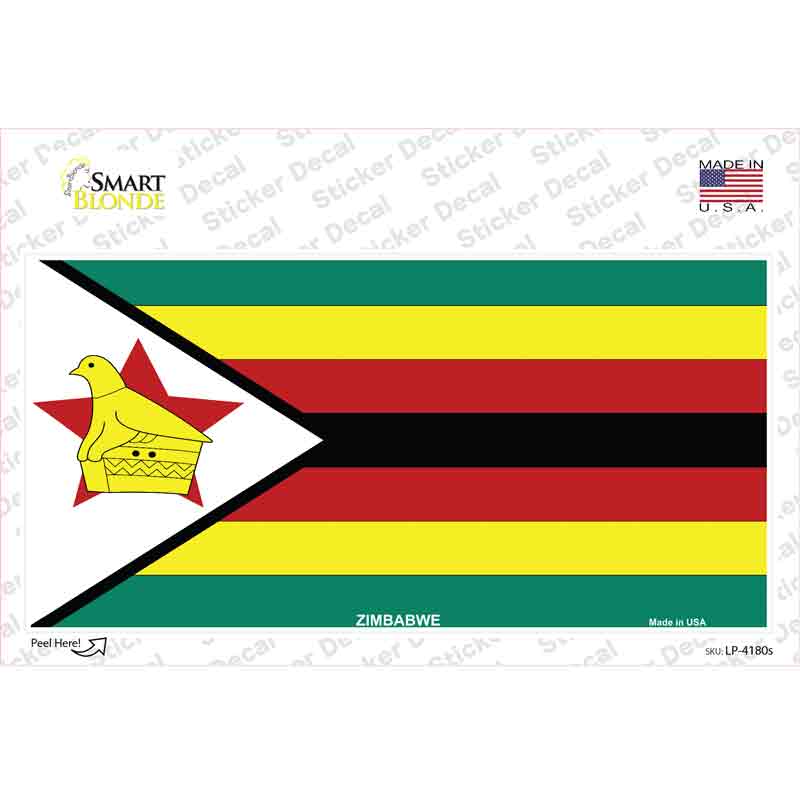 LP-4180s-M Zimbabwe Flag Novelty Sticker Decal - Medium