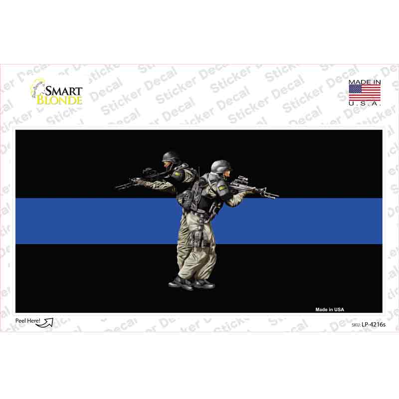 LP-4216s-M Thin Blue Line Police SWAT Novelty Sticker Decal - Medium