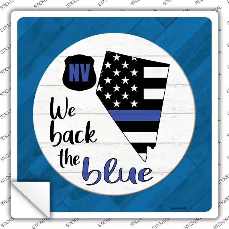 SQ-1030s-L Nevada Back the Blue Novelty Square Sticker Decal - Large