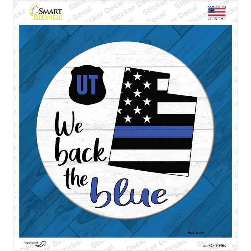 SQ-1046s-M Utah Back the Blue Novelty Square Sticker Decal - Medium