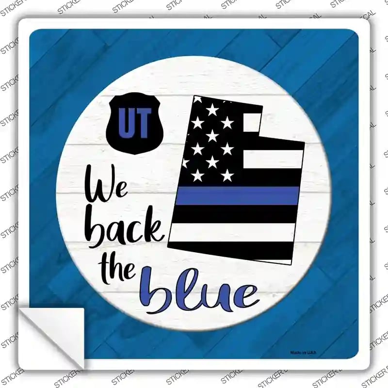 SQ-1046s-S Utah Back the Blue Novelty Square Sticker Decal - Small