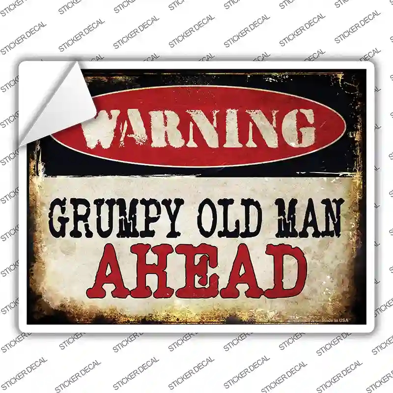 P-1361s-L Grumpy Old Man Novelty Rectangle Sticker Decal - Large