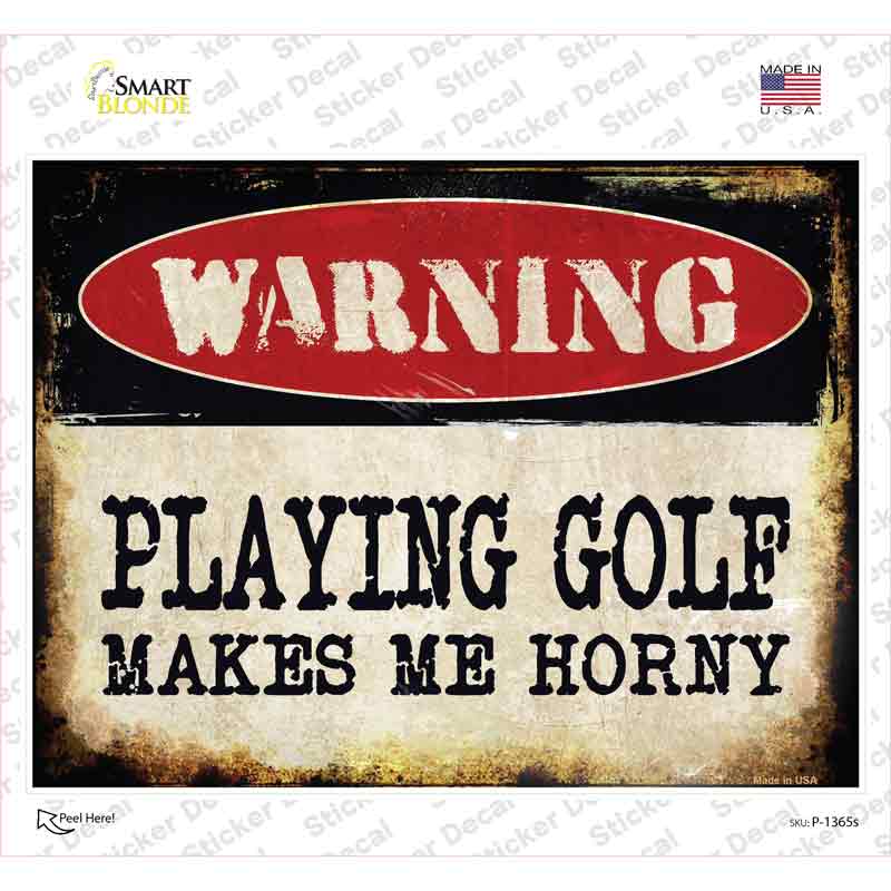 P-1365s-M Playing Golf Novelty Rectangle Sticker Decal - Medium