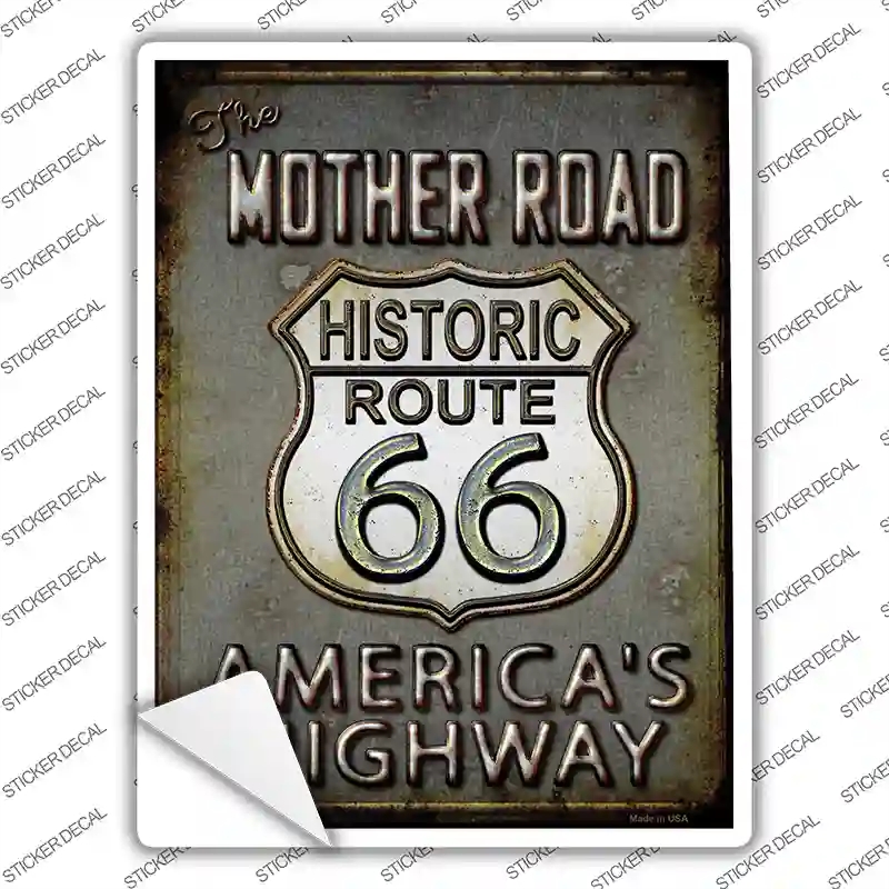 P-1394s-S Historic Mother Road Route 66 Novelty Rectangle Sticker Decal - Small