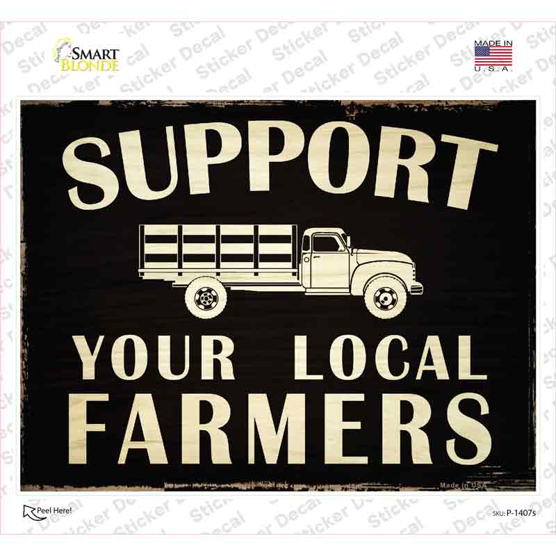 P-1407s-M Support Farmers Novelty Rectangle Sticker Decal - Medium