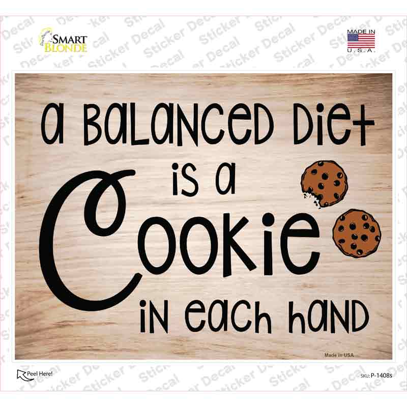 P-1408s-M A Balanced Diet Novelty Rectangle Sticker Decal - Medium