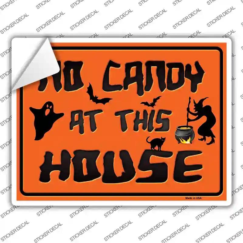 P-1428s-S No Candy At This House Novelty Rectangle Sticker Decal - Small