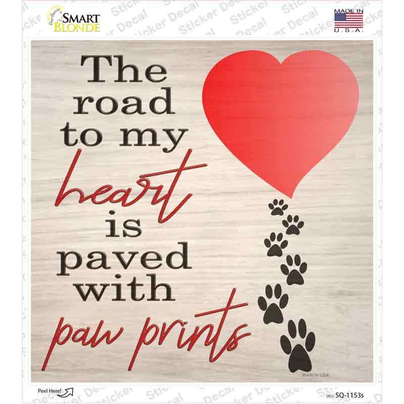 SQ-1153s-M Road to my Heart Novelty Square Sticker Decal - Medium