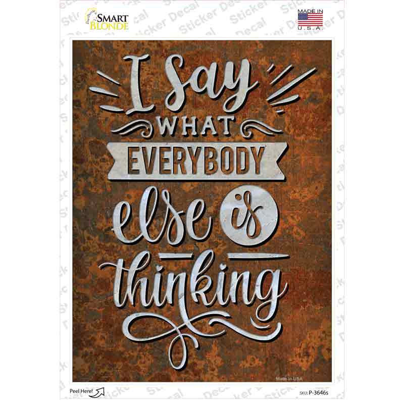 P-3646s-M Everybody Else is Thinking Novelty Rectangle Sticker Decal - Medium