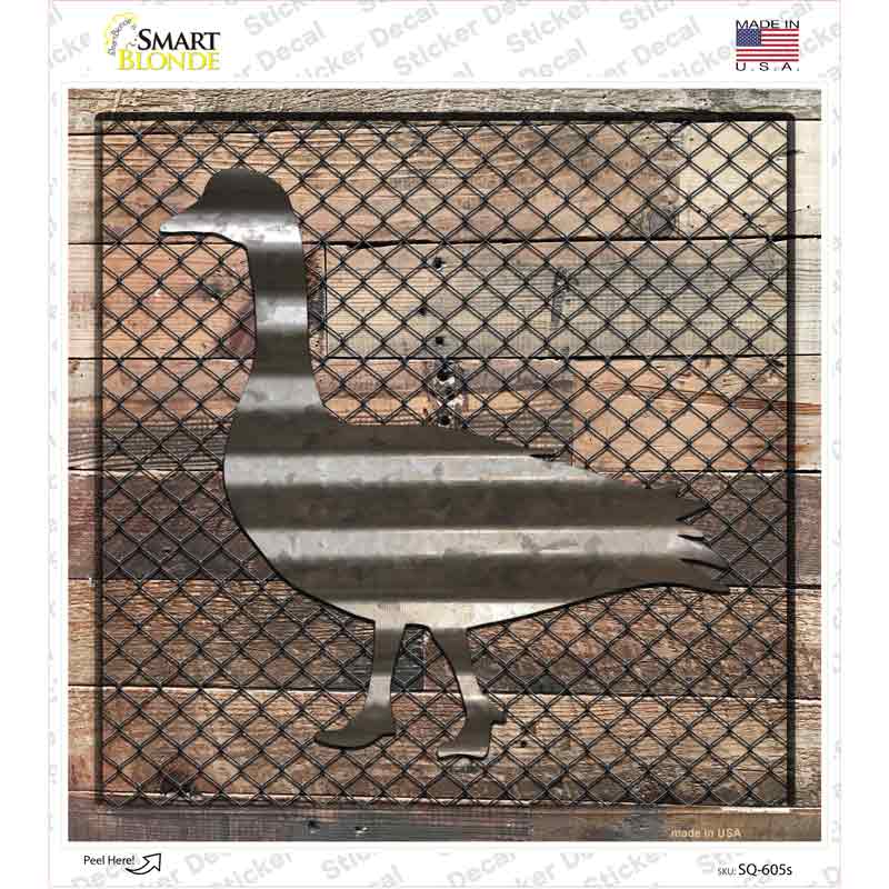 SQ-605s-M Corrugated Duck on Wood Novelty Square Sticker Decal - Medium