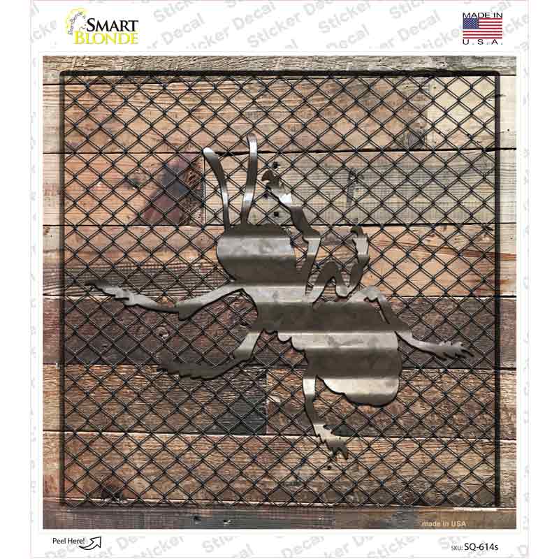 SQ-614s-M Corrugated Ant on Wood Novelty Square Sticker Decal - Medium