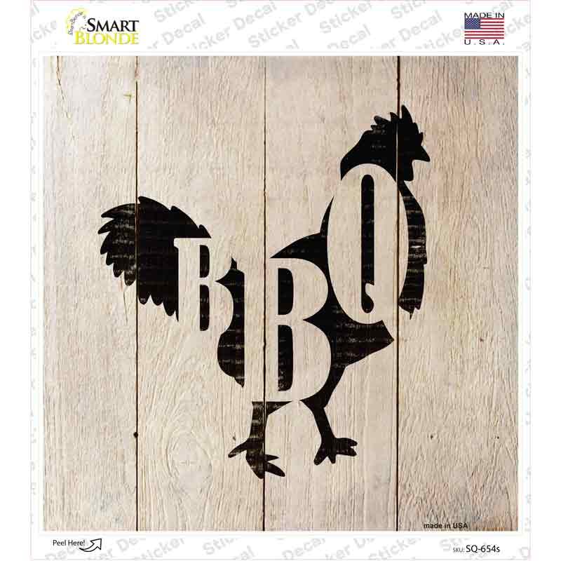 SQ-654s-M Chickens Make BBQ Novelty Square Sticker Decal - Medium