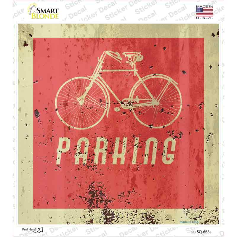 SQ-663s-M Bicycle Parking Novelty Square Sticker Decal - Medium