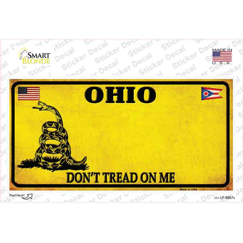LP-8867s-M Ohio Dont Tread on Me Novelty Sticker Decal - Medium