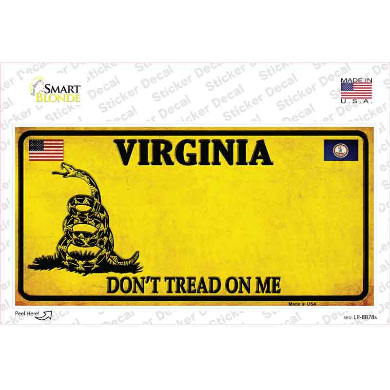 LP-8878s-M Virginia Dont Tread on Me Novelty Sticker Decal - Medium