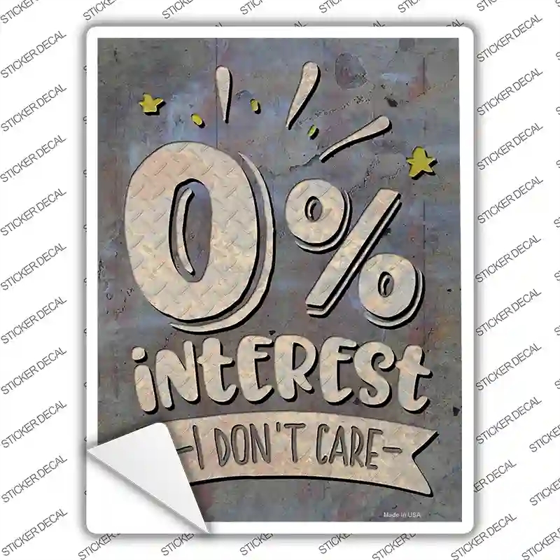 P-3668s-S Zero Interest Novelty Rectangle Sticker Decal - Small