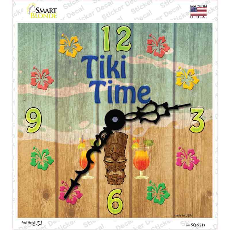 SQ-921s-M Tiki Time Novelty Square Sticker Decal - Medium