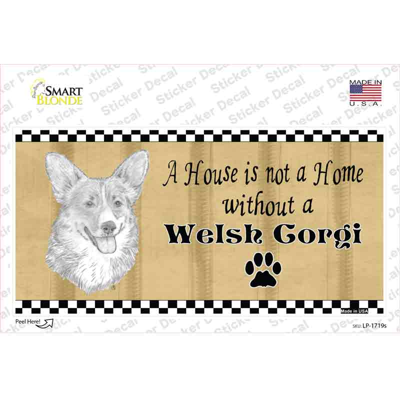 LP-1719s-M Pencil Sketch Welsh Corgi Novelty Sticker Decal - Medium