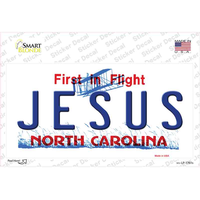 LP-1761s-M Jesus North Carolina Novelty Sticker Decal - Medium