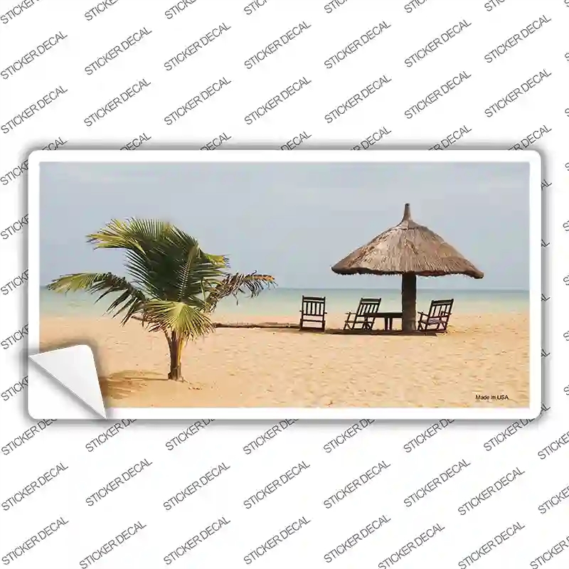 LP-2015s-S Tropical Beach Setting Novelty Sticker Decal - Small