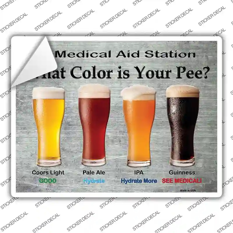 P-1047s-L What Color is Your Pee Novelty Rectangle Sticker Decal - Large