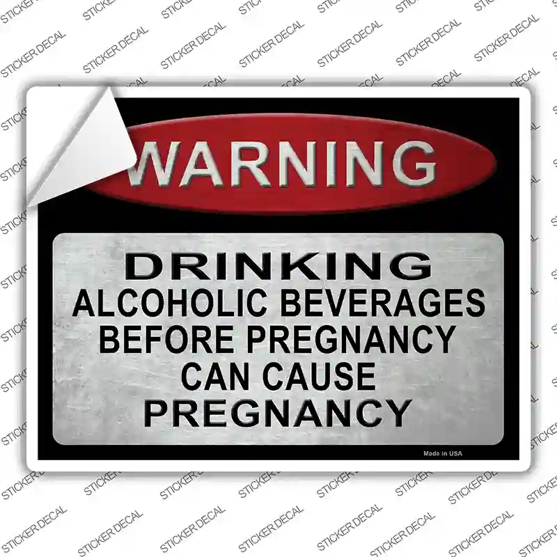 P-1111s-S Warning Drinking Novelty Rectangle Sticker Decal - Small
