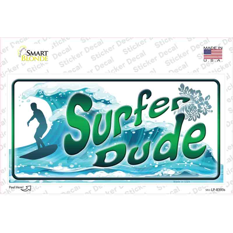 LP-8393s-M Surfer Dude Novelty Sticker Decal - Medium